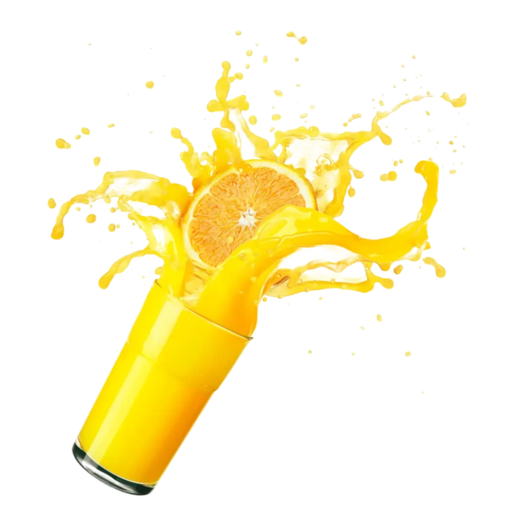 Glass of orange juice and slice