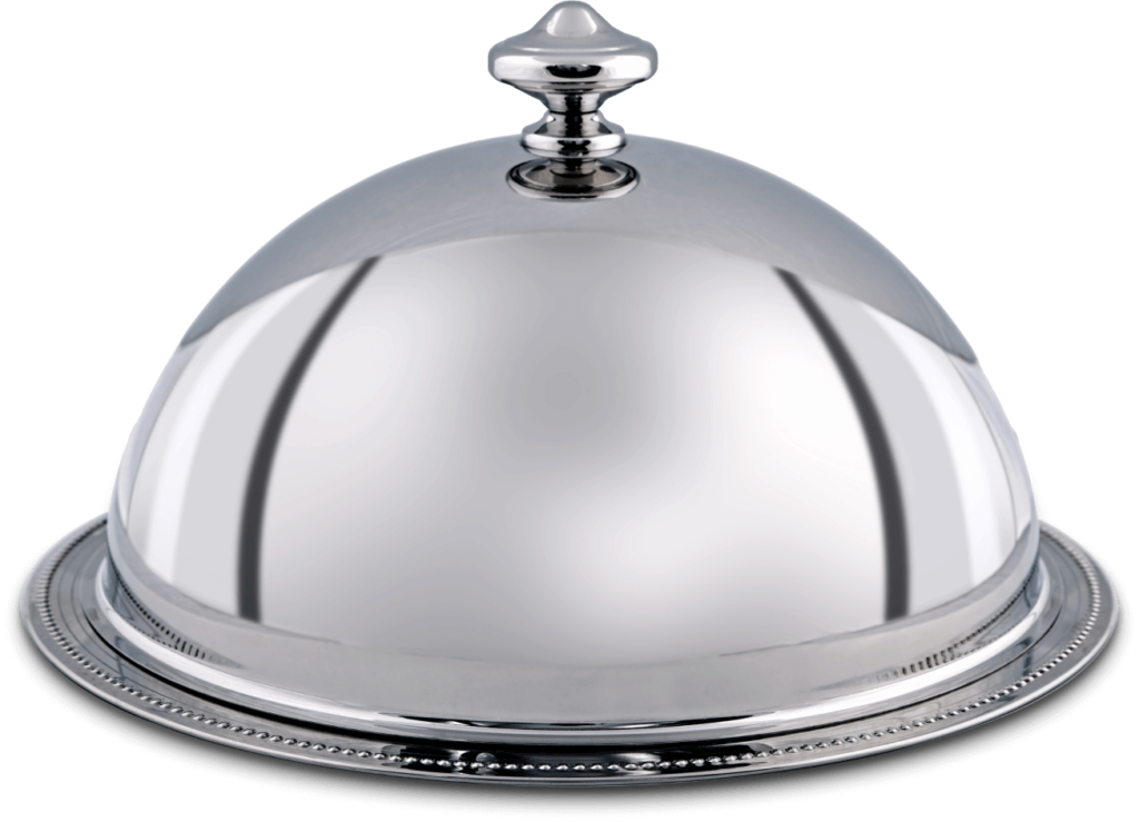Shiny silver platter and lid