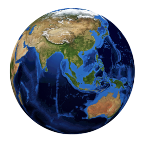 A view of the earth showing Asia and Australia, and the oceans