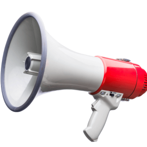 Red and white loud hailer