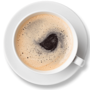 Cup of coffee with a heart shape in the froth